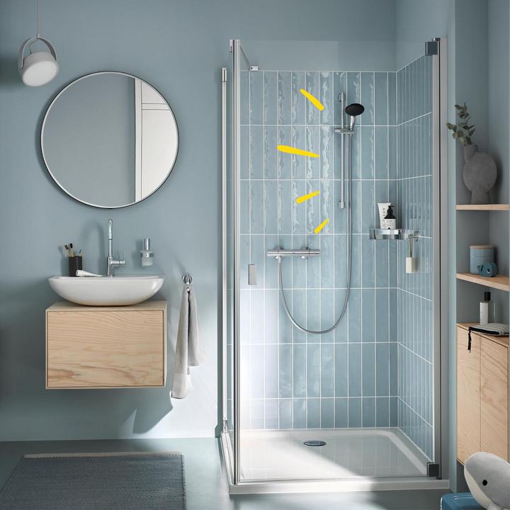 Actual product image Grohe Precision Start QuickFix thermostatic shower mixer and Vitalio Start 110 shower rail set, length