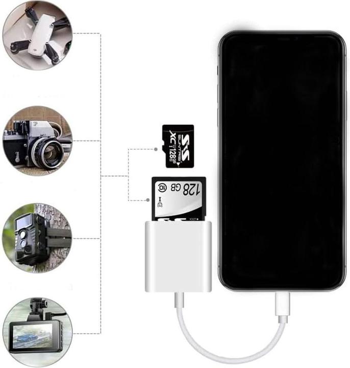 Produktbild Apfelkiste Lightning Kartenlesegerät Card Reader für SD und Micro SD Speicherkarten