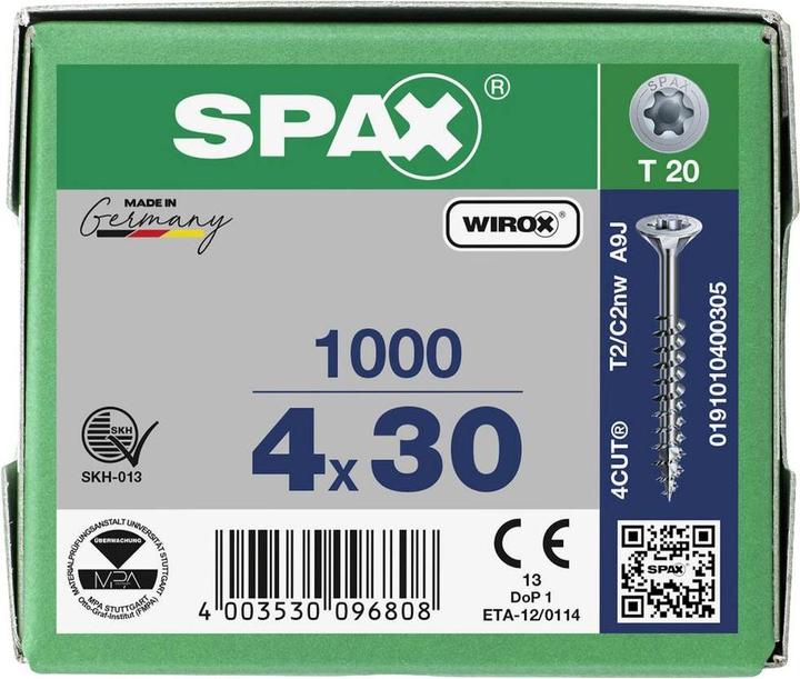 Produktbild Spax Spanplattenschrauben SK T20 4,0x30 mm (1000 Schrauben pro Stück)