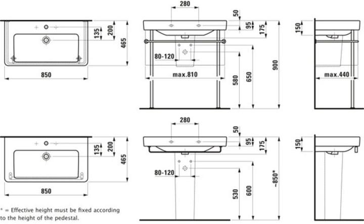 Image du produit Laufen Vasque Pro S 85 cm blanc 8139650001041 (460 mm, 850 mm)