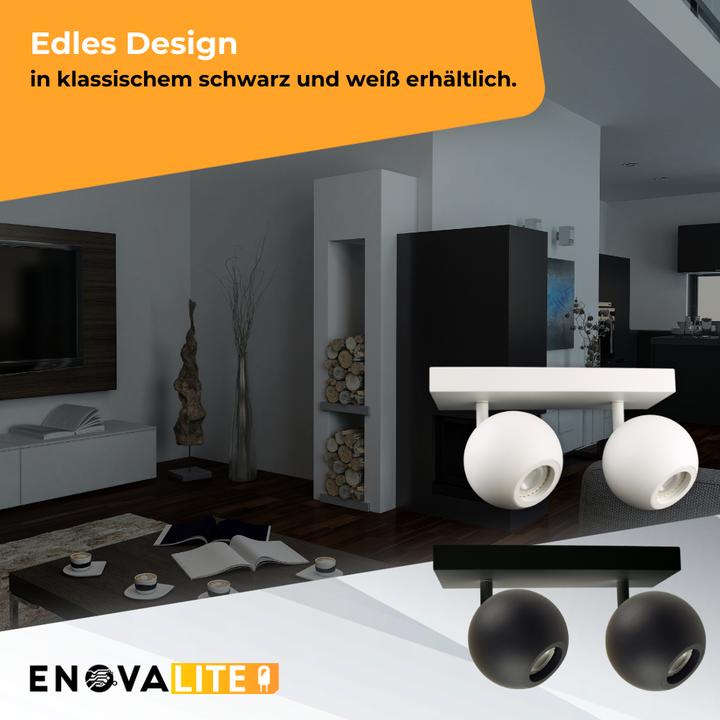 Produktbild Enovalite Deckenleuchte GLOBE, GU10-Fassung, IP20, Ø10cm, 2 flammig, schwarz (GU10)