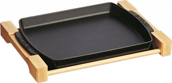 Staub 40509-523-0 Bord met houten voet, rechthoekig (33 x 23 cm, 1 L) zwart