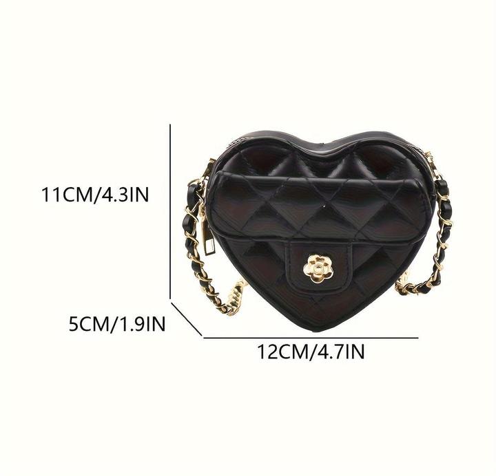 Actual product image Only-Bags.Store Heart-shaped mini cross-body bag, fashion embroidered PU leather bag, cute trendy accessory