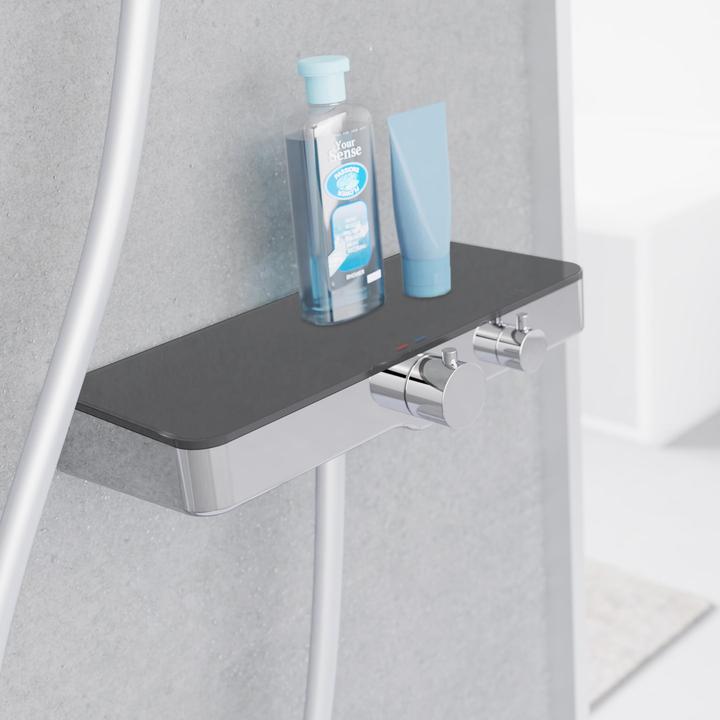 Actual product image Schütte Ocean Thermostatische Douchekraan met glazen Planchet - 150 mm Hartafstand - Chroom & Antraciet