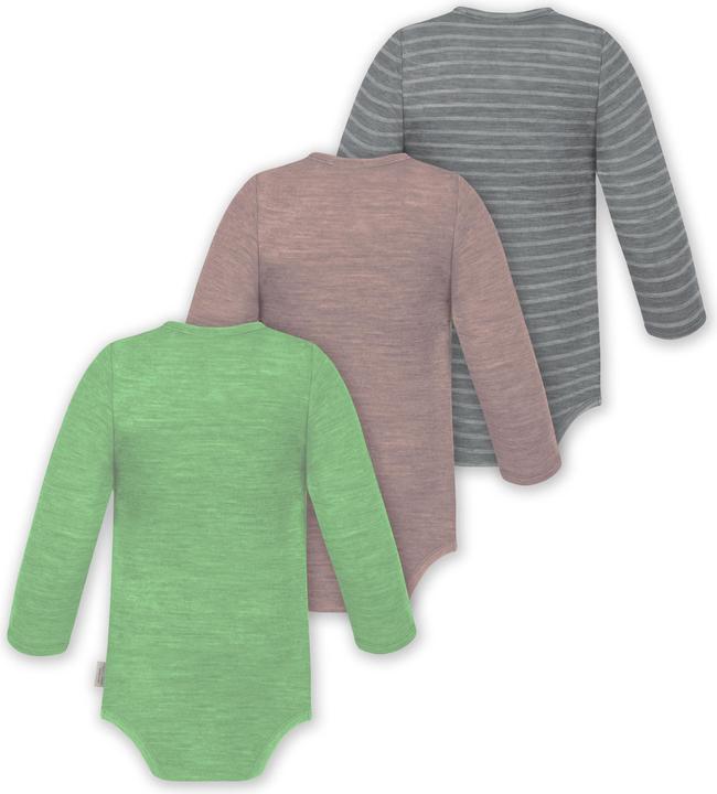 Actual product image Normani 3-pack baby merino bodysuit long sleeve "Auckland" - 9375 (86)