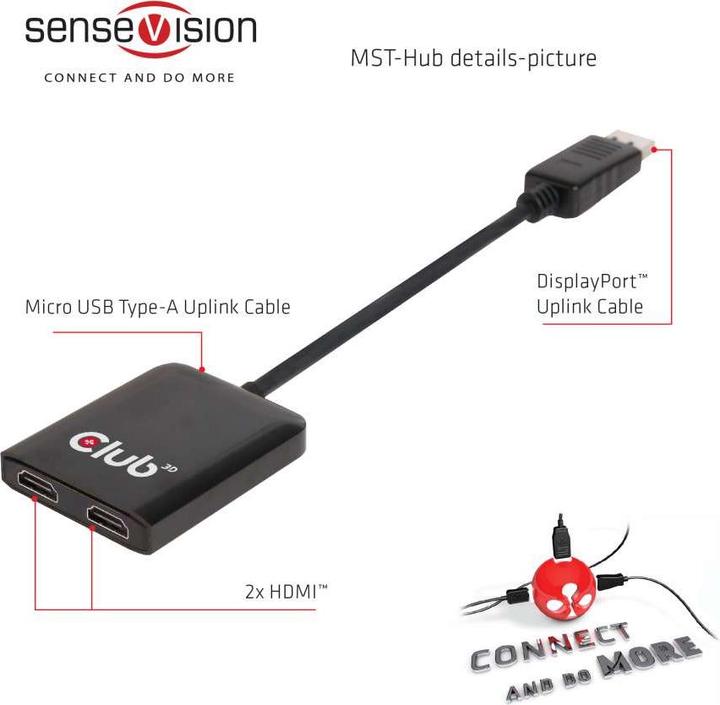 Produktbild Club 3D Multi Streaming Transport Hub DP -2xHDMI (HDMI, 20 cm)
