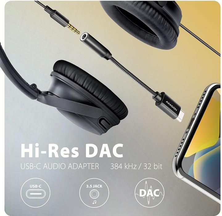 Actual product image Axagon ADA-HC USB-C Hi-Res Audio adapter - 3.5 mm jack, 32 bit, 384 kHz (USB-C)