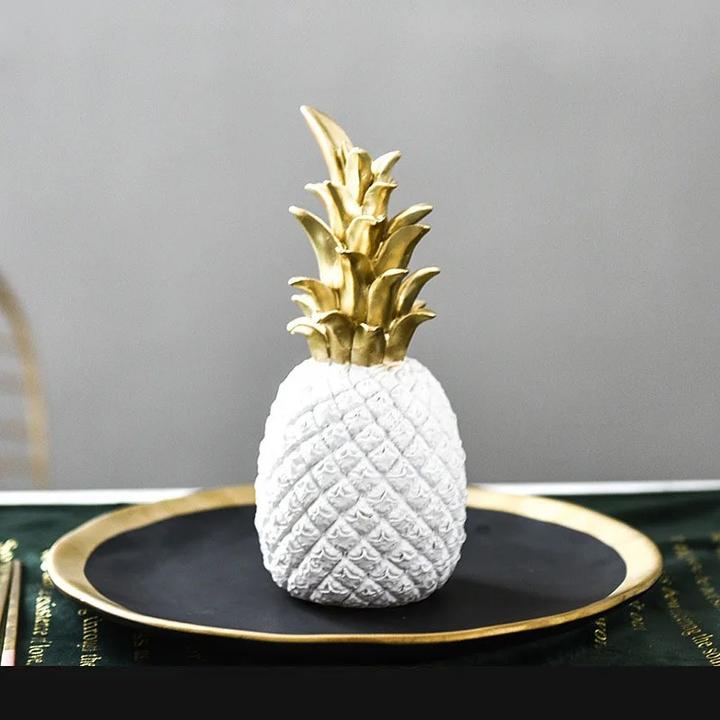 Produktbild Cbx Ananas Dekoration Weiss Gold 18cm