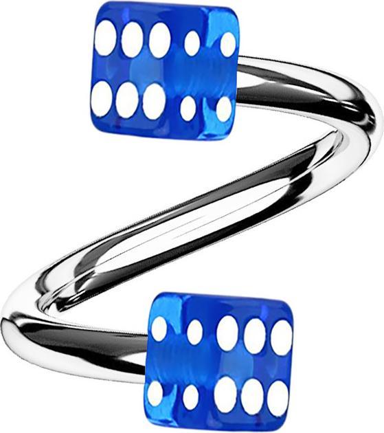 Immagine prodotto Star Piercing Micro Spirale silber mit zwei Würfel dunkelblau transparent (Acrilico, senza ottone, Acciaio chirurgico 316L)