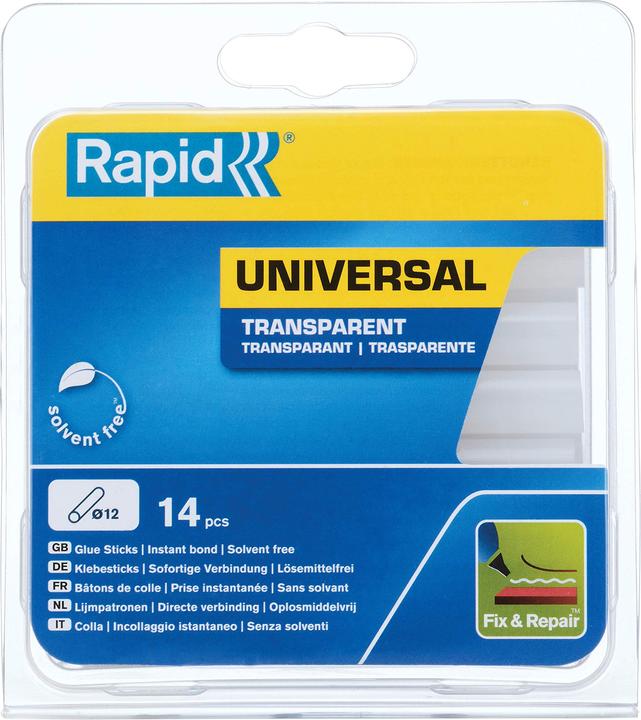 Rapid Bâtons de colle transparents universels Ø12x94mm 14 pièces