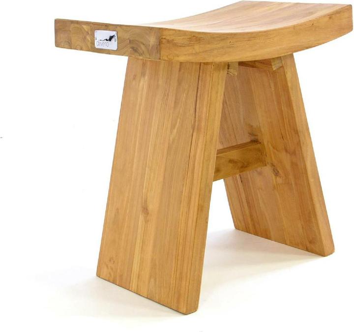 Actual product image VCM Hocker behandeltem Teakholz Sitzhocker Holzhocker massiv Höhe 47cm
