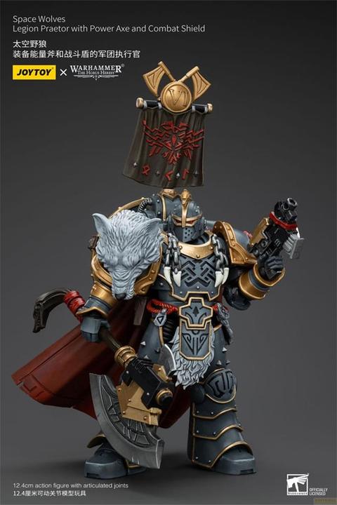 Actual product image Joy Toy Warhammer The Horus Heresy Action Figure 1/18 Space Wolves Legion Praetor with Power Axe and Combat