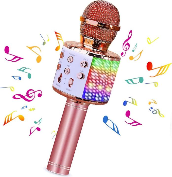 Immagine prodotto Esmée Microfono per karaoke con Bluetooth, AUX e altoparlante - oro rosa (iOS/Android)