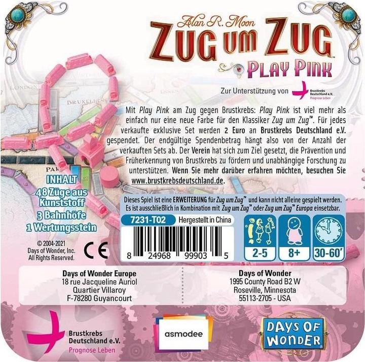 Productafbeelding Days of Wonder Ticket to Ride spelen Roze (Duits)