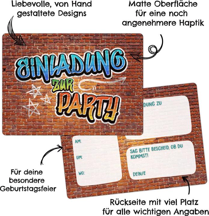Immagine prodotto Papierdrachen Geburtstags Einladungskarte Jugendlich Jungen (12 pz.)