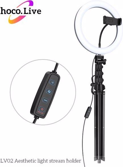 Image du produit Hoco LV02 Lampe annulaire pour selfie (éclairage annulaire)