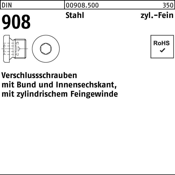 Produktbild Verschlussschraube DIN 908 m.Bund/Innen-6-kant M 45 x 1,5 Stahl