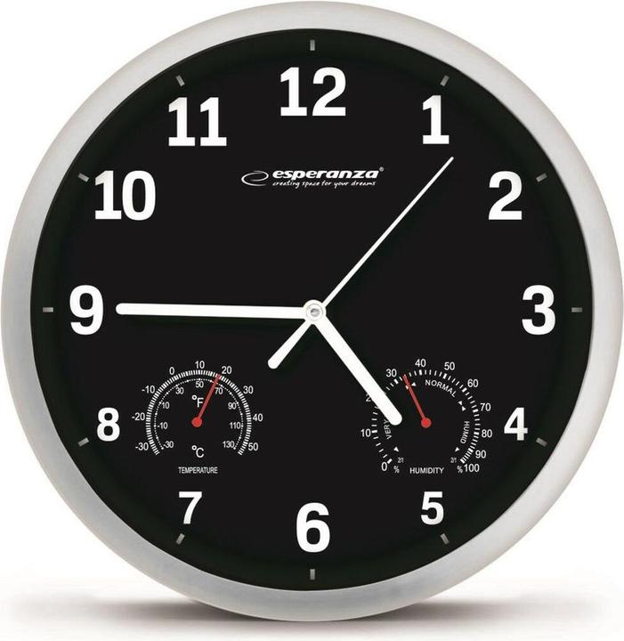 Actual product image Esperanza wall clock Lyon black (EHC016K) (25 cm)