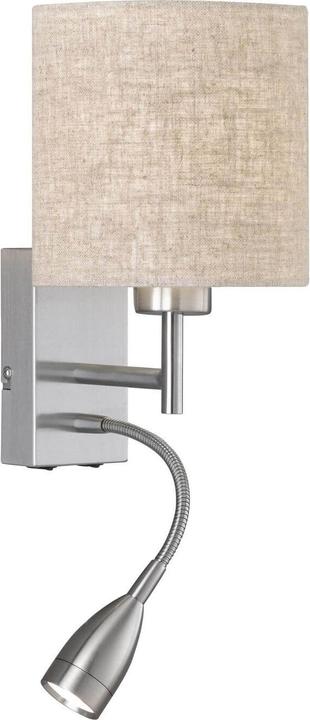 Produktbild Fischer & Honsel Honsel Dreamer Wandleuchte E27 Lesearm schaltbar Stoffschirm sandfarben Leinen nickel 3031
