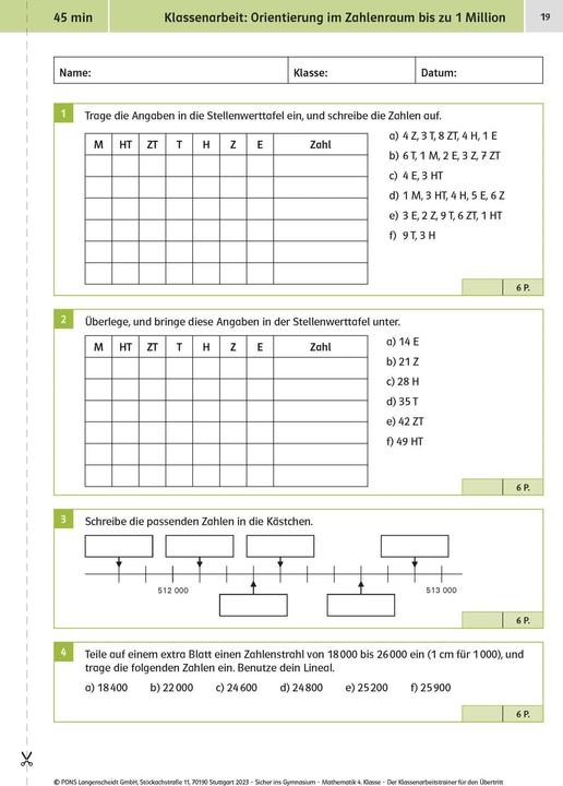 Immagine prodotto Sicher ins Gymnasium: Klassenarbeitstrainer für den Übertritt Mathematik 4. Klasse (Tedesco, 2023)