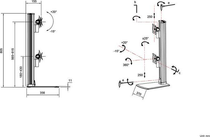 Actual product image Multibrackets Monitor holder Dual 32-50", black, vertical (Table, 50")