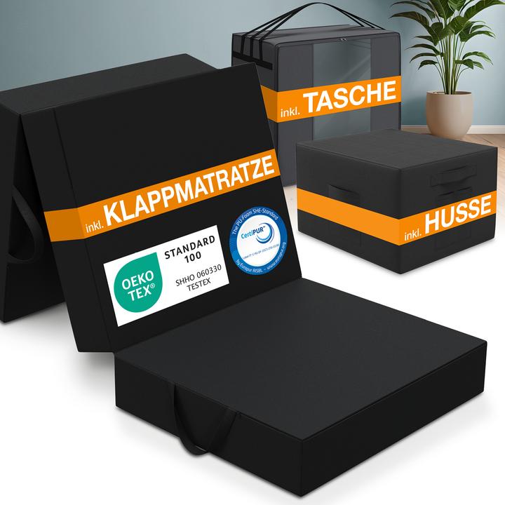 Bestschlaf Materasso pieghevole con copertura e borsa per il trasporto (90 x 200 cm, Nucleo di schiuma)