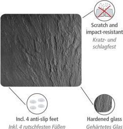 Actual product image Wenko 3 in 1 cooker top, chopping board, worktop, made of glass, slate look