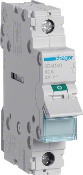 Image du produit Hager HAG SBN140 Interrupteur 40A 1S 230V AC 1P