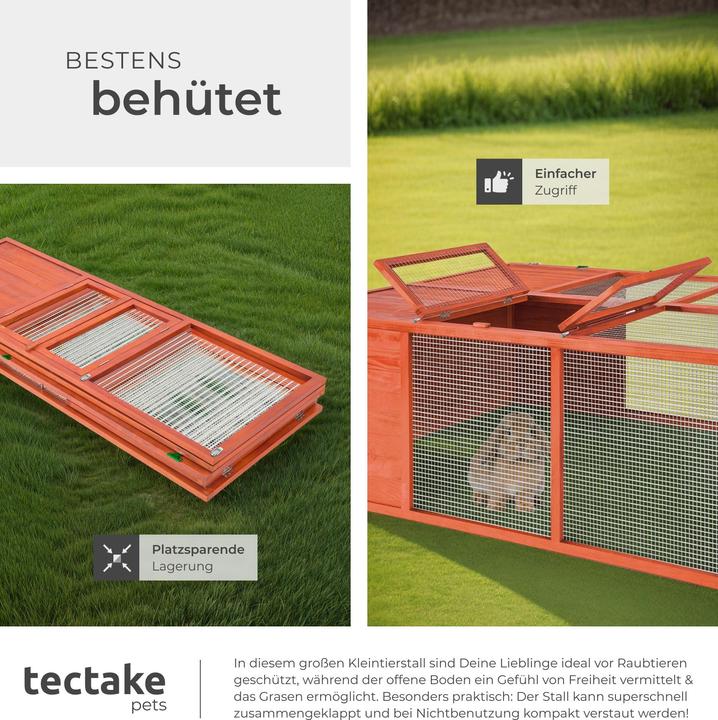 Actual product image tectake Rabbit Run Murphy - wooden, with covered section, roof opening, 159 x 109 x 55 cm