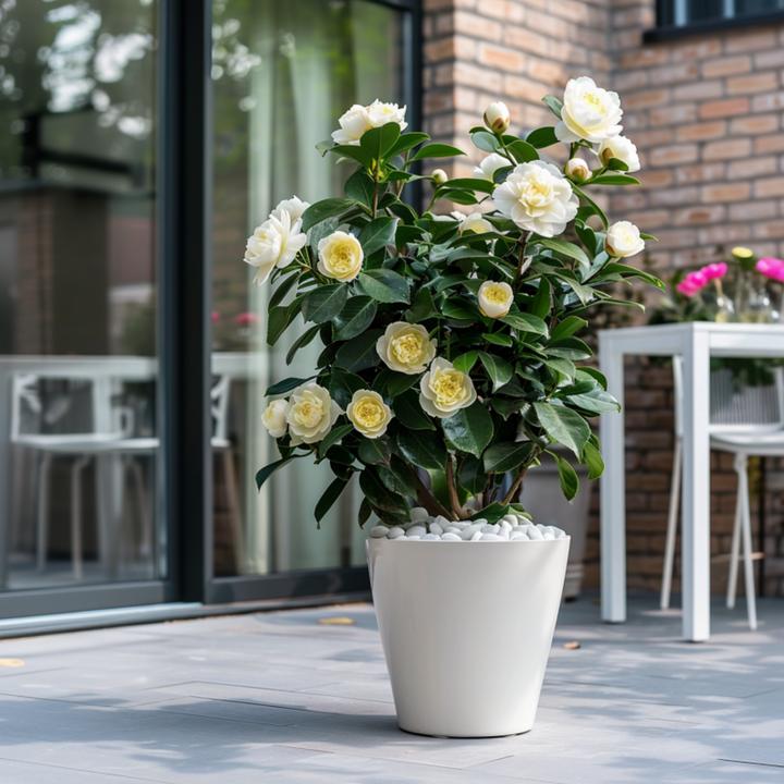 Image du produit Plant in a Box Camellia japonica Brushfield Yellow - Lot de 2 roses japonaises (50 cm)