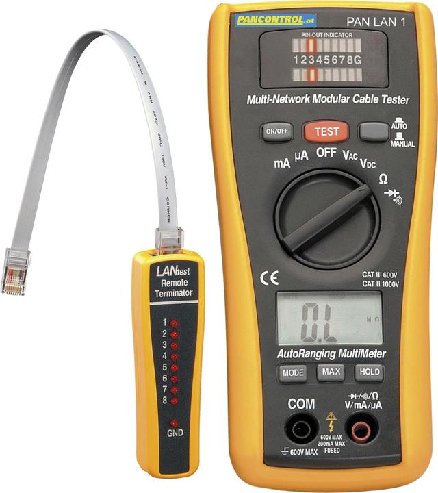 Immagine prodotto Pancontrol Tester per cavi PAN LAN1, 600, 162 x 74,5 x 44 mm (CAT II 600V, CAT III 300V)