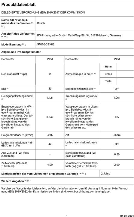 Image du produit Bosch Hausgeräte SMI6ECS57E