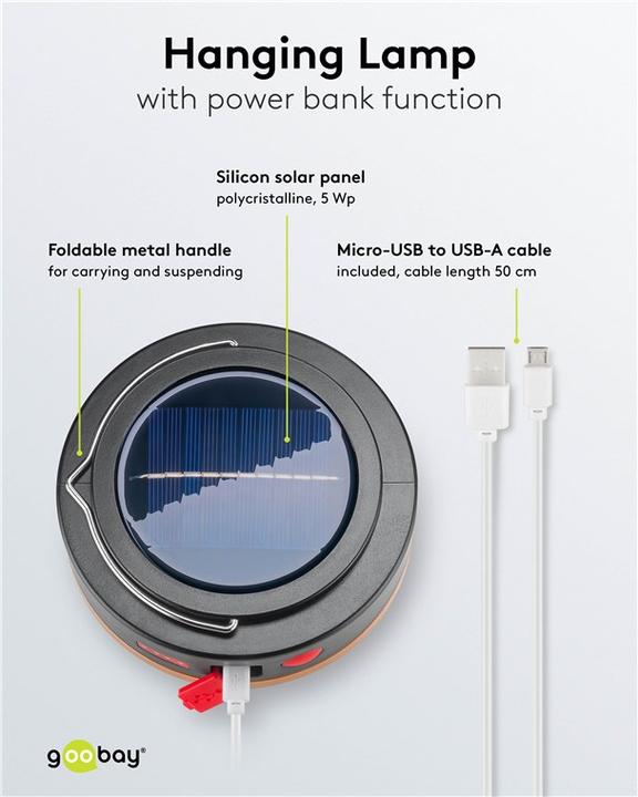 Produktbild Goobay LED-Solar-Campinglampe mit Akku