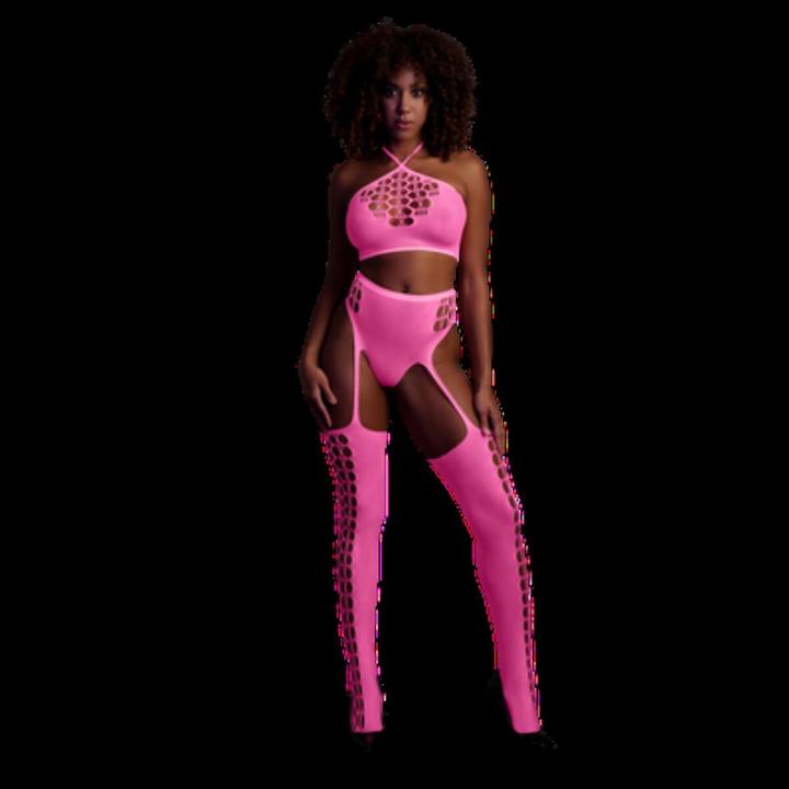 Immagine prodotto Ouch! Two Piece with Crop Top and Stockings - Pink - XS/XL (Taglia unica)