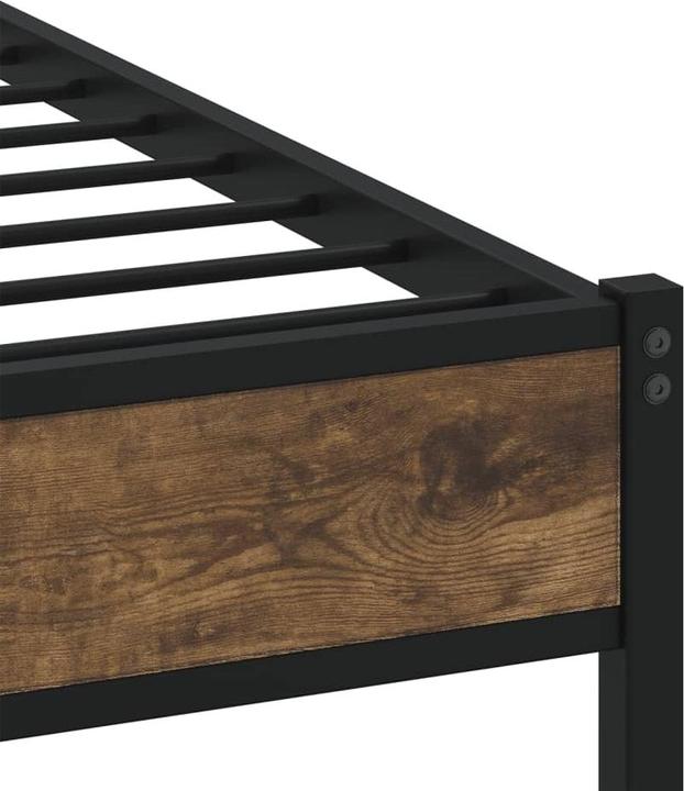 Produktbild VidaXL Bettgestell Kopfteil Metallbett Bett Doppelbett Sonoma-Eiche 150x200cm (150 x 200 cm)