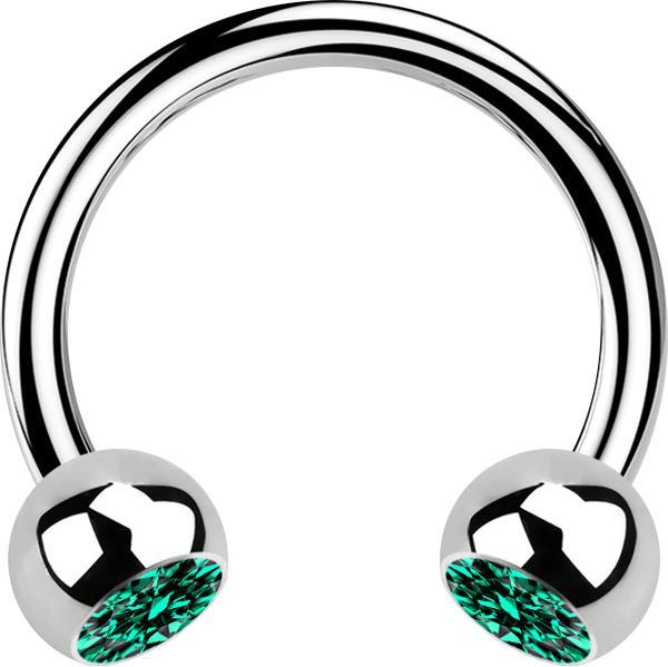 Produktbild Star Piercing Micro Circular Barbell silber mit zwei Kugeln Kristall türkis (ohne Messing, Chirurgenstahl 316L)