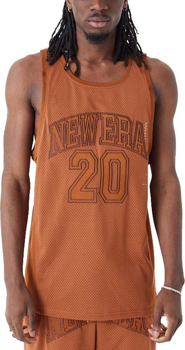 Actual product image New Era Poly Mesh Tank Top - BRAND LOGO earth brun (M)