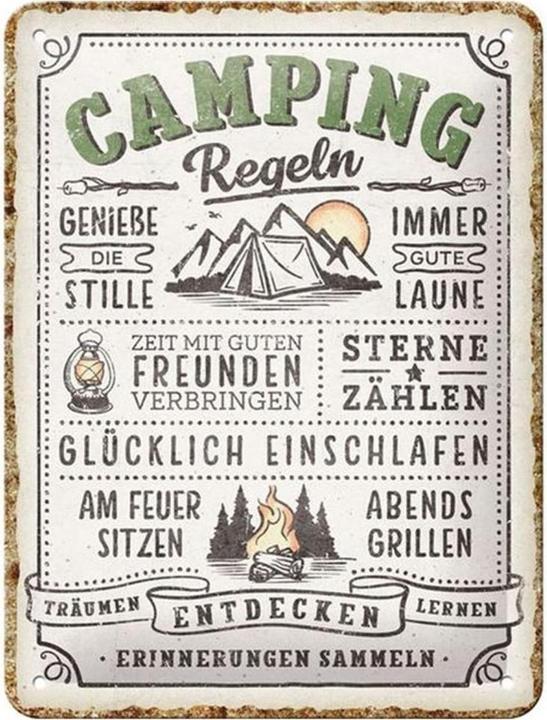 Image du produit Nostalgic-Art Merchandising Panneau Règles de camping 15 x 20 cm, métal (15 x 20 cm)