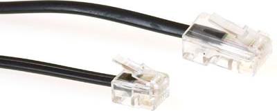 Immagine prodotto Cavo telefonico piatto nero di 2 metri con connettori RJ11 e RJ45. Cavo Rj45-rj11 nero 2.00m