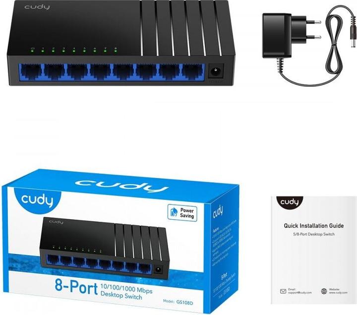 Produktbild Cudy GS108D network switch Gigabit Ethernet (10/100/1000) Black (8 Ports)