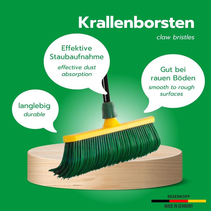 Produktbild Novaliv 2X Premium Krallenbesen mit Stiel 30cm, Spezialbesen gebogenen Borsten Kunststoffkopf -Ideal (1 Stk.)