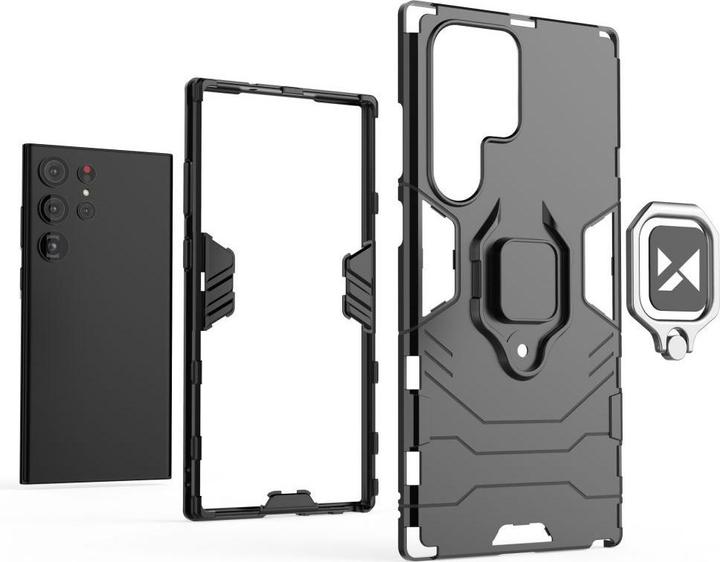 Actual product image Wozinsky Ring Armor case for Samsung Galaxy S23 Ultra armored cover magnetic holder ring black (Samsung Galaxy S23 Ultra)