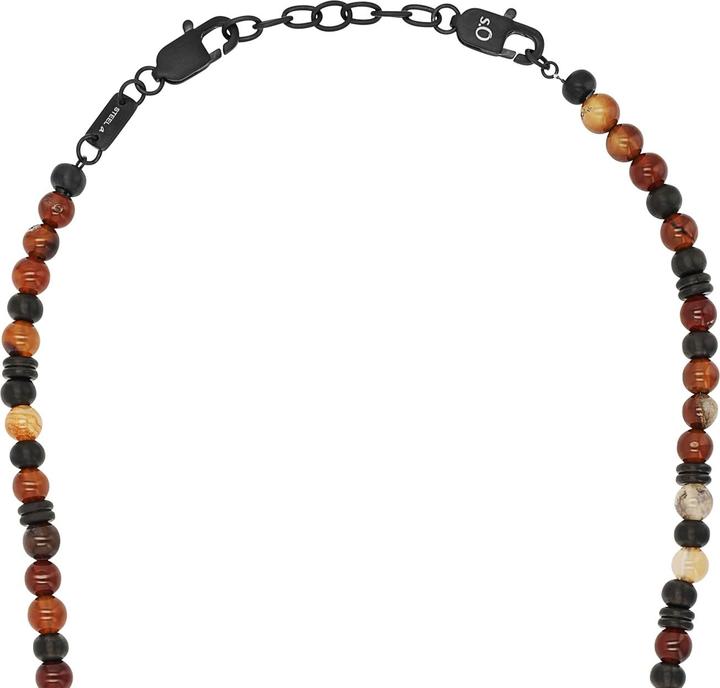 Image du produit S.Oliver Halsschmuck für Herren, Edelstahl, Steel Beads, Achat (Acier inoxydable, 5 cm)