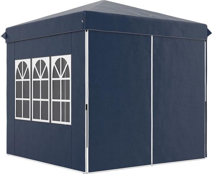 Immagine prodotto Swisshandel24 Faltpavillon 2,5x2,5m, wasserabweisend mit 4 Seitenteilen, Dunkelblau (250 cm, 250 cm)