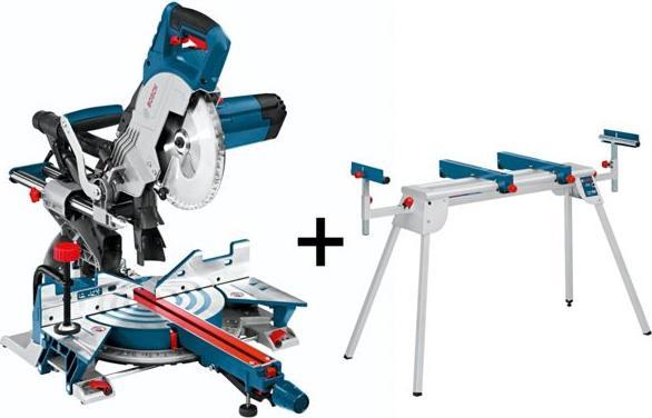 Produktbild Bosch Professional Paneelsäge GCM 8 SJL und Arbeitstisch GTA 2600 im Karton