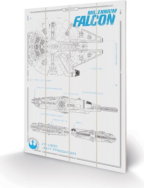 Pyramid STAR WARS - Millenium Falcon Plans - Impression sur bois 40x59cm (40 x 59 cm)