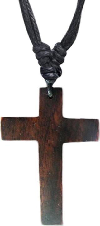 Produktbild Star Piercing Halskette schwarz Anhänger Kreuz aus Narra Holz (ohne Messing, Organisch)