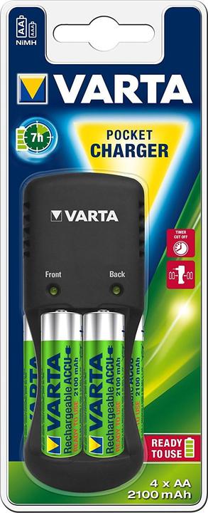 Produktbild Varta Pocket Charger inkl. 4x AA 2100mAh (4 Stk., AA, 2100 mAh, Ladegerät inkl. Akku)