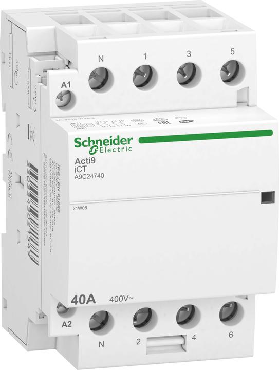 Actual product image Schneider Electric SE A9C24740 Installation contact iCT, 40A, 3P+N, 4 NO contacts, 220/240V 5