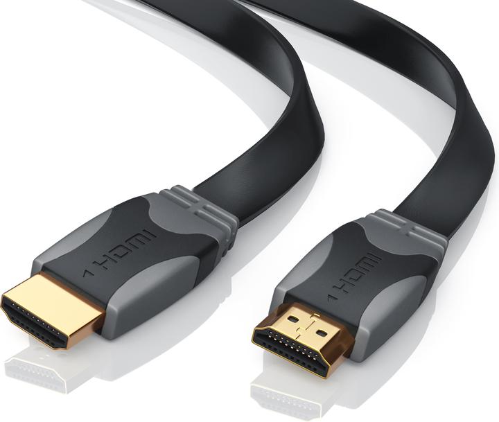 Image du produit CSL Câble HDMI 1.4a, câble plat Full HD 1920 x 1080p 60Hz, 3D, Ethernet, CEC, ARC, HDMI type A (5 m, HDMI)
